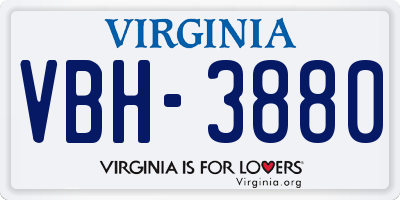 VA license plate VBH3880