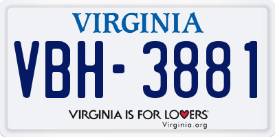 VA license plate VBH3881