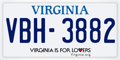 VA license plate VBH3882