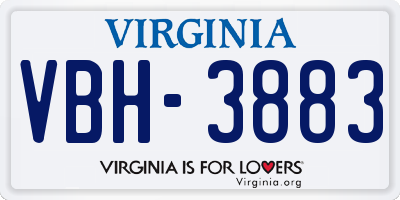 VA license plate VBH3883