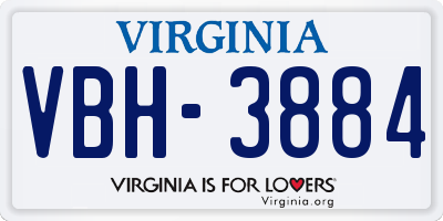 VA license plate VBH3884