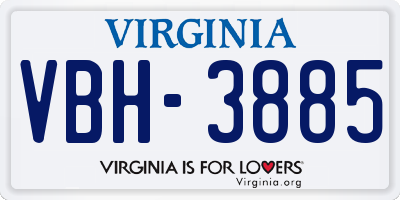VA license plate VBH3885