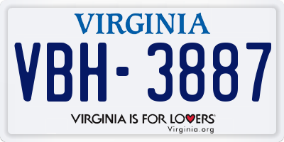 VA license plate VBH3887
