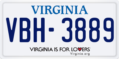 VA license plate VBH3889