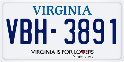 VA license plate VBH3891
