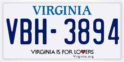 VA license plate VBH3894