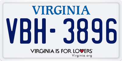 VA license plate VBH3896