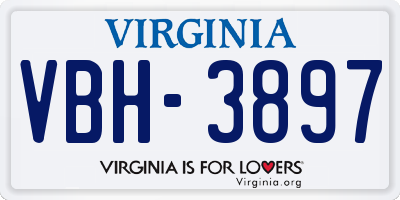 VA license plate VBH3897