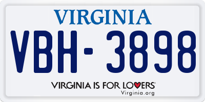 VA license plate VBH3898