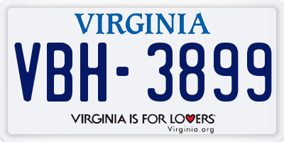 VA license plate VBH3899