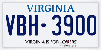 VA license plate VBH3900