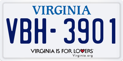 VA license plate VBH3901
