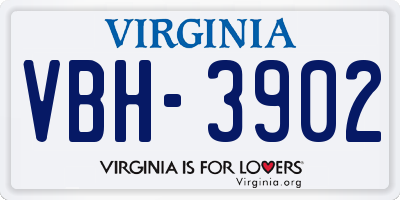 VA license plate VBH3902