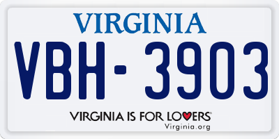 VA license plate VBH3903