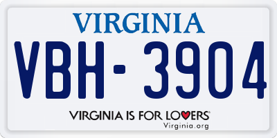 VA license plate VBH3904
