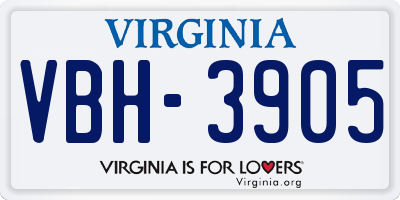 VA license plate VBH3905