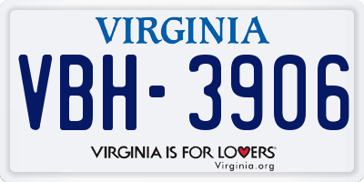 VA license plate VBH3906