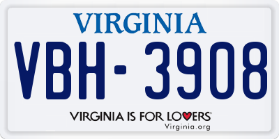 VA license plate VBH3908