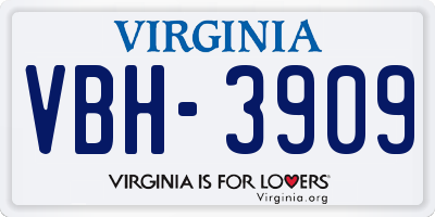 VA license plate VBH3909