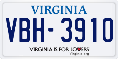 VA license plate VBH3910