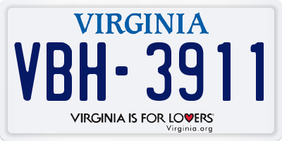 VA license plate VBH3911