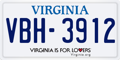 VA license plate VBH3912