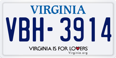 VA license plate VBH3914