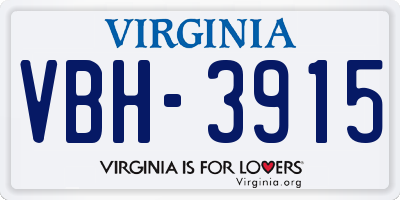 VA license plate VBH3915