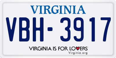 VA license plate VBH3917