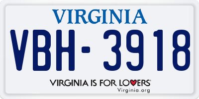 VA license plate VBH3918