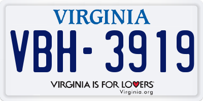 VA license plate VBH3919