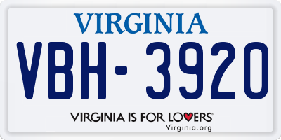 VA license plate VBH3920