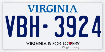 VA license plate VBH3924