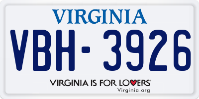 VA license plate VBH3926