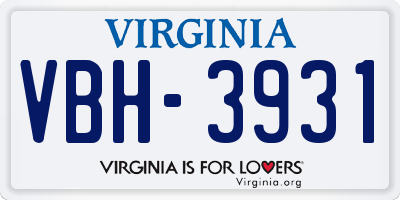 VA license plate VBH3931