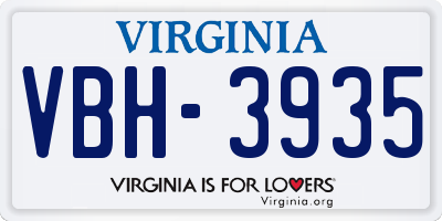 VA license plate VBH3935