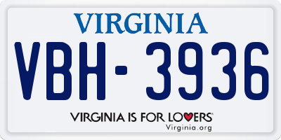 VA license plate VBH3936
