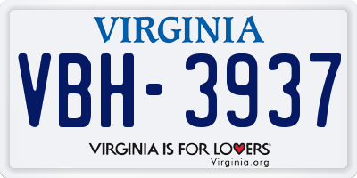 VA license plate VBH3937