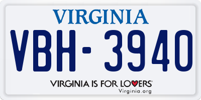 VA license plate VBH3940