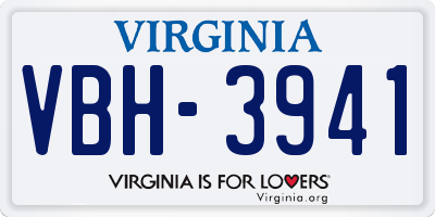 VA license plate VBH3941