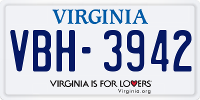 VA license plate VBH3942