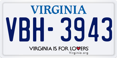 VA license plate VBH3943