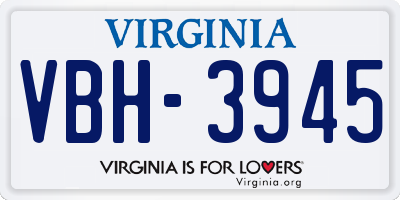VA license plate VBH3945