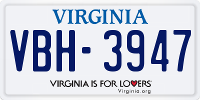 VA license plate VBH3947