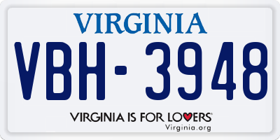 VA license plate VBH3948
