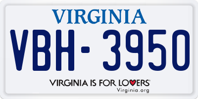 VA license plate VBH3950