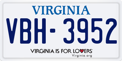VA license plate VBH3952