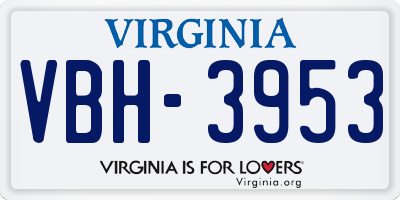 VA license plate VBH3953