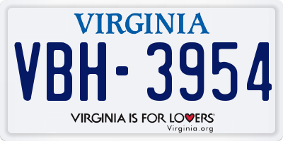 VA license plate VBH3954