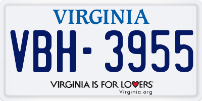 VA license plate VBH3955